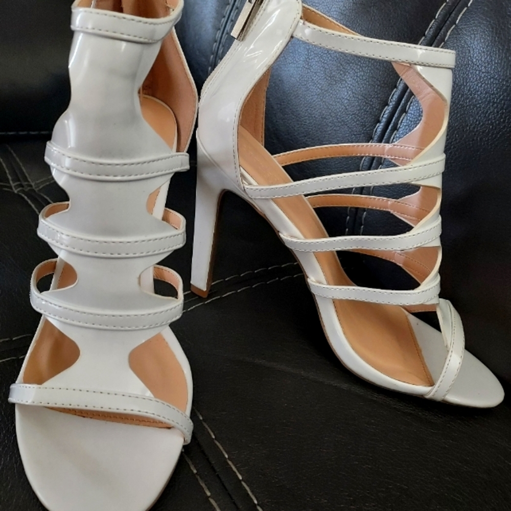 Strappy White 4in heels